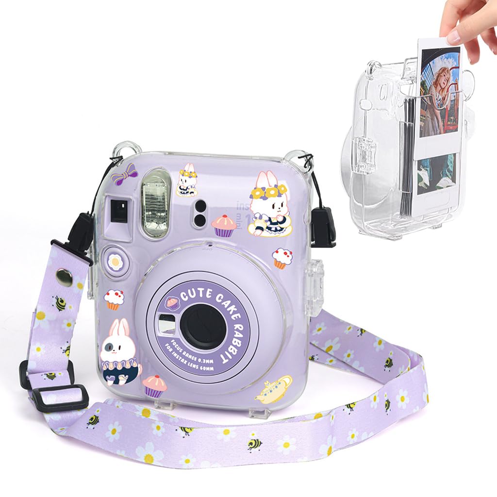 ZORBES Protective Camera Case for Fujifilm Instax Mini 12 Clear Case with Photo Slot Design, Travel Camera Case for Fujifilm Instax Mini 12 with Adjustable Shoulder Strap, Cartoon Sticker ZORBES Protective Camera Case for Fujifilm Instax Mini 12 Clear Case with Photo Slot Design, Travel Camera Case for Fujifilm Instax Mini 12 with Adjustable Shoulder Strap, Cartoon Sticker